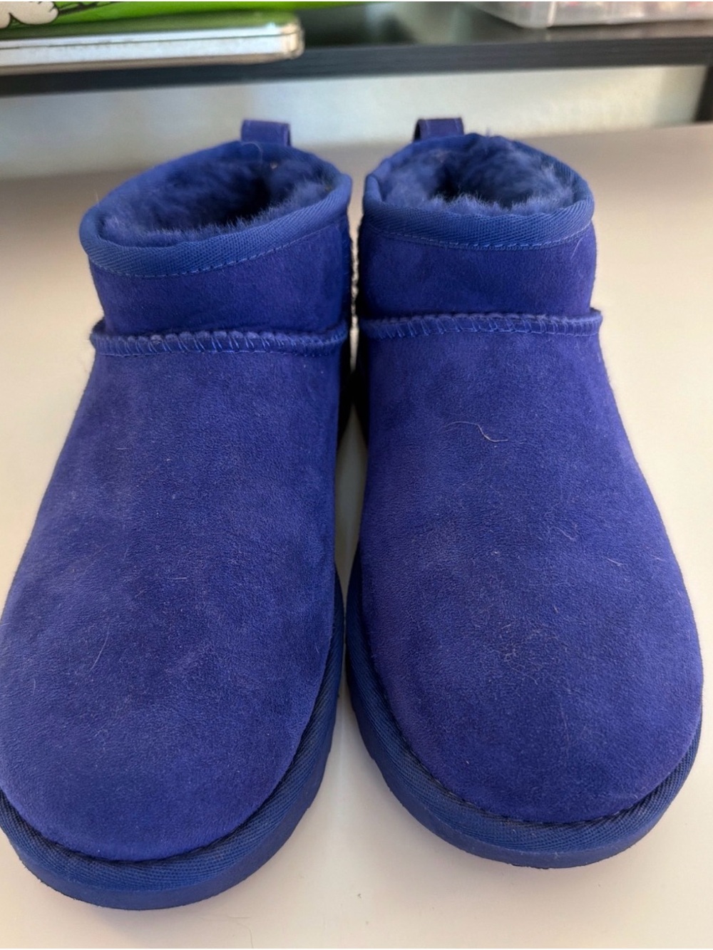 UGG Royal Blue Suede Shearling Ankle Boots Sz 8